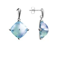 Médicis Boucles D’oreilles Tiges Aqua Miroir Baccarat