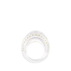 Lalique Icône Blanche Ring in Colorless Crystal with Gold Enamel