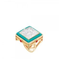 Lalique Aréthuse Turquoise & Vermeil Crystal Ring
