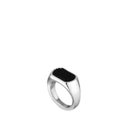 Lalique L'Homme Alpha Bague en Cristal Noir et Argent 925