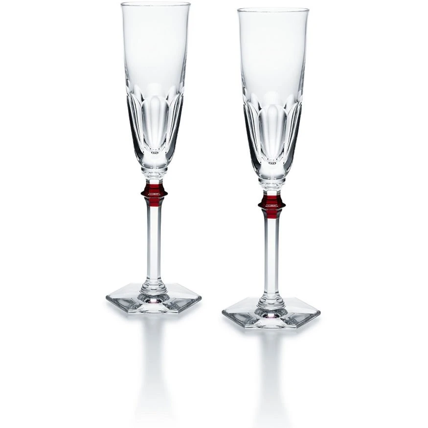 Baccarat Harcourt Eve Champagne Flutes with Red Button - Set of 2 1 Baccarat Harcourt Eve Champagne Flutes with Red Button - Set of 2