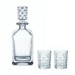 Nachtmann Bossa Nova Whiskey Set: Crystal Carafe & 2 Tumblers