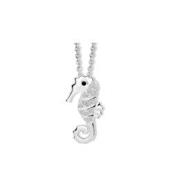 Swarovski® Collier Hippocampe - Pendentif en Argent Rhodié et Cristaux