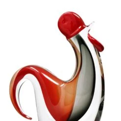Sculpture Coq Cristal Rouge