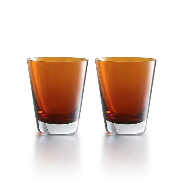 Baccarat Mosaïque Orange Crystal Tumblers - Set of 2 1 Baccarat Mosaïque Orange Crystal Tumblers - Set of 2