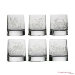 Lehrer Coffret de 6 Gobelets en Cristal Chasse Taillés à la Main