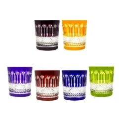 Yvan Collection: Set of 6 Hand-Cut Colored Bohemia Crystal Goblets