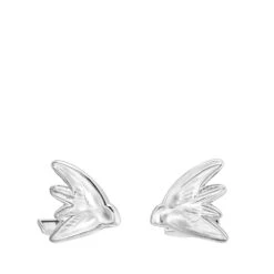 Lalique Hirondelle Clear Crystal Cufflinks - Palladium Finish Luxury Jewelry