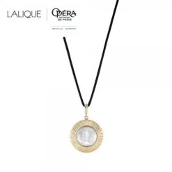 Lalique Le Baiser Pendant in Clear Satin-Polished Crystal and Vermeil