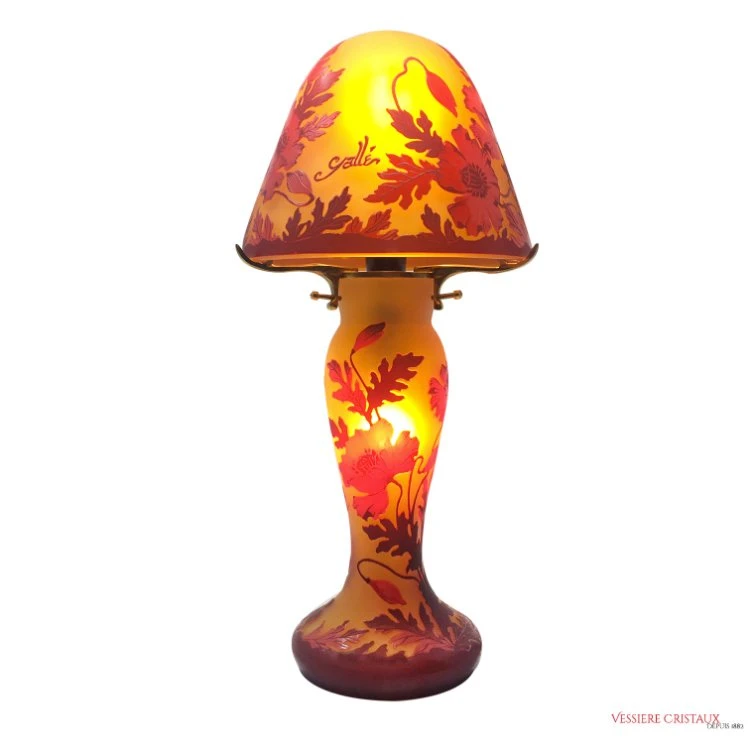 Lampe Pâte De Verre Tip Gallé Décor Floral 1 Lampe Pâte De Verre Tip Gallé Décor Floral