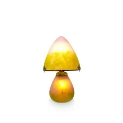 Lampe Champignon Pâte De Verre Rose Vert