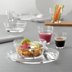 Set of 4 Crystalline Bistro Plates - Break-Resistant 22cm Glass Dinnerware