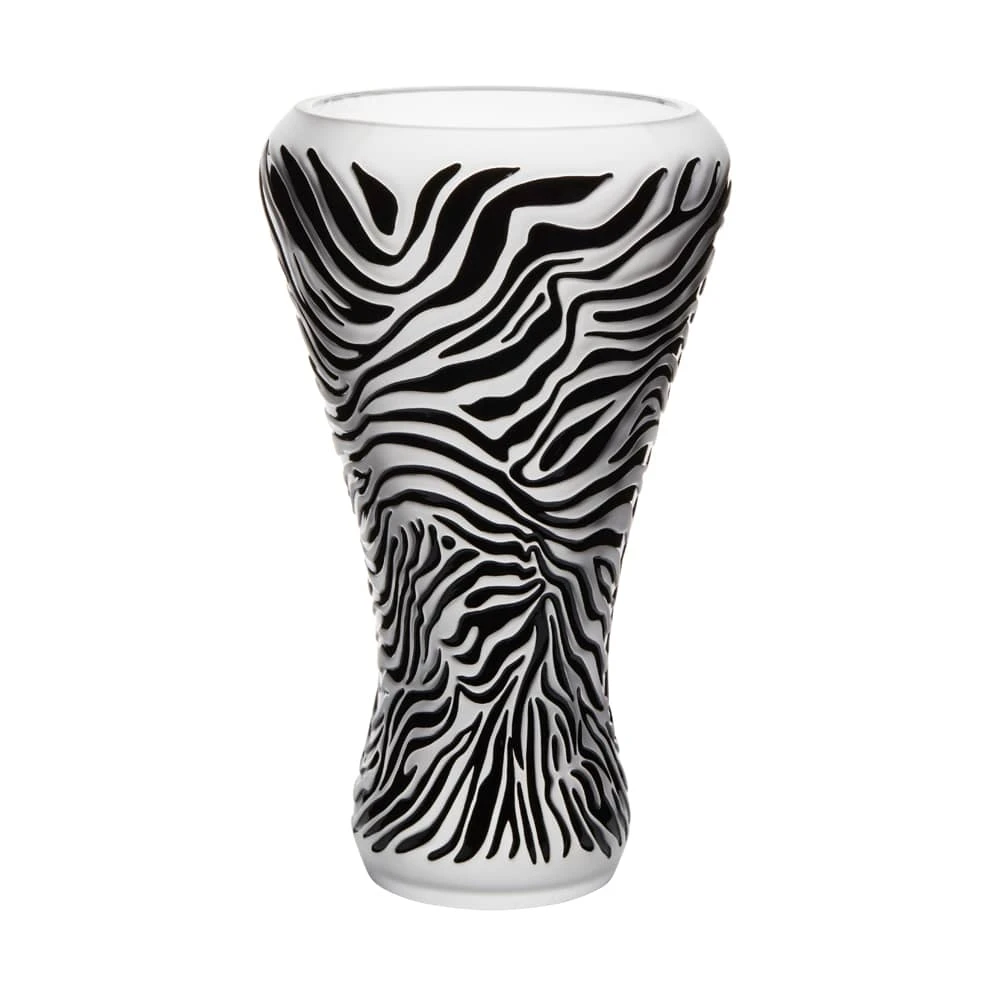 Vase Zèbre Incolore émaillé Noir 28 Ex Lalique 1 Vase Zèbre Incolore émaillé Noir 28 Ex Lalique