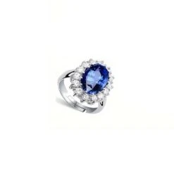 Bague Réglable Renaissance avec Cristal Bleu Élégant