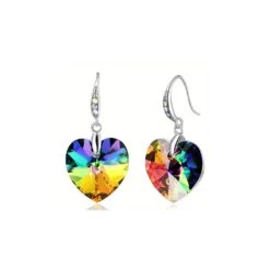 Boucles D’oreilles Cristal Cœur Arc-en-ciel