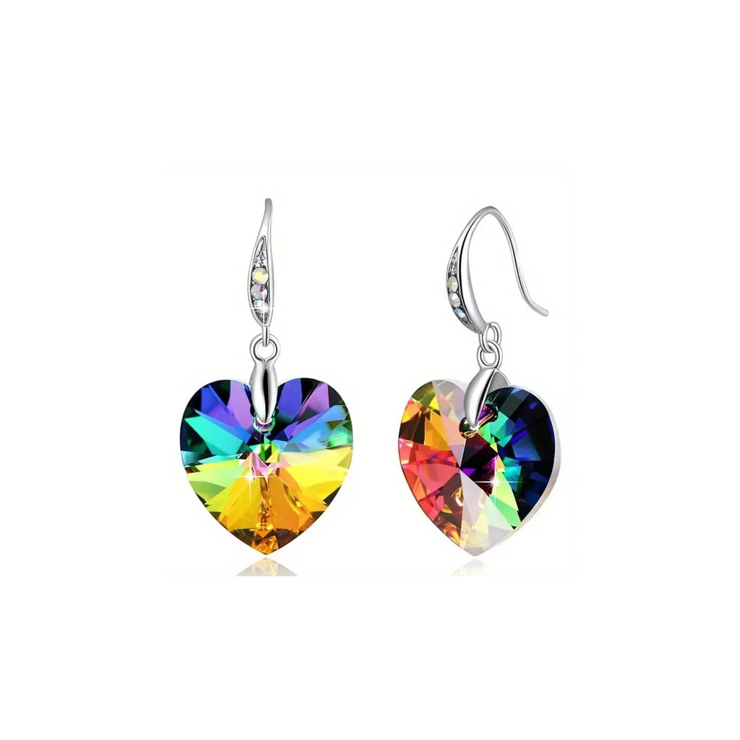 Boucles D’oreilles Cristal Cœur Arc-en-ciel 1 Boucles D’oreilles Cristal Cœur Arc-en-ciel