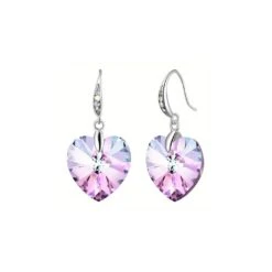 Boucles D’oreilles Cristal Cœur Violet