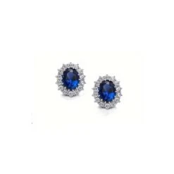 Boucles D’oreilles Médaillon Royal Cristal Bleu Saphir