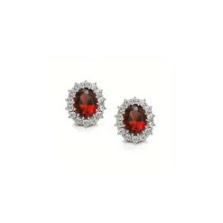 Boucles D’oreilles Médaillon Royal en Cristal Rouge Rubis et Acier