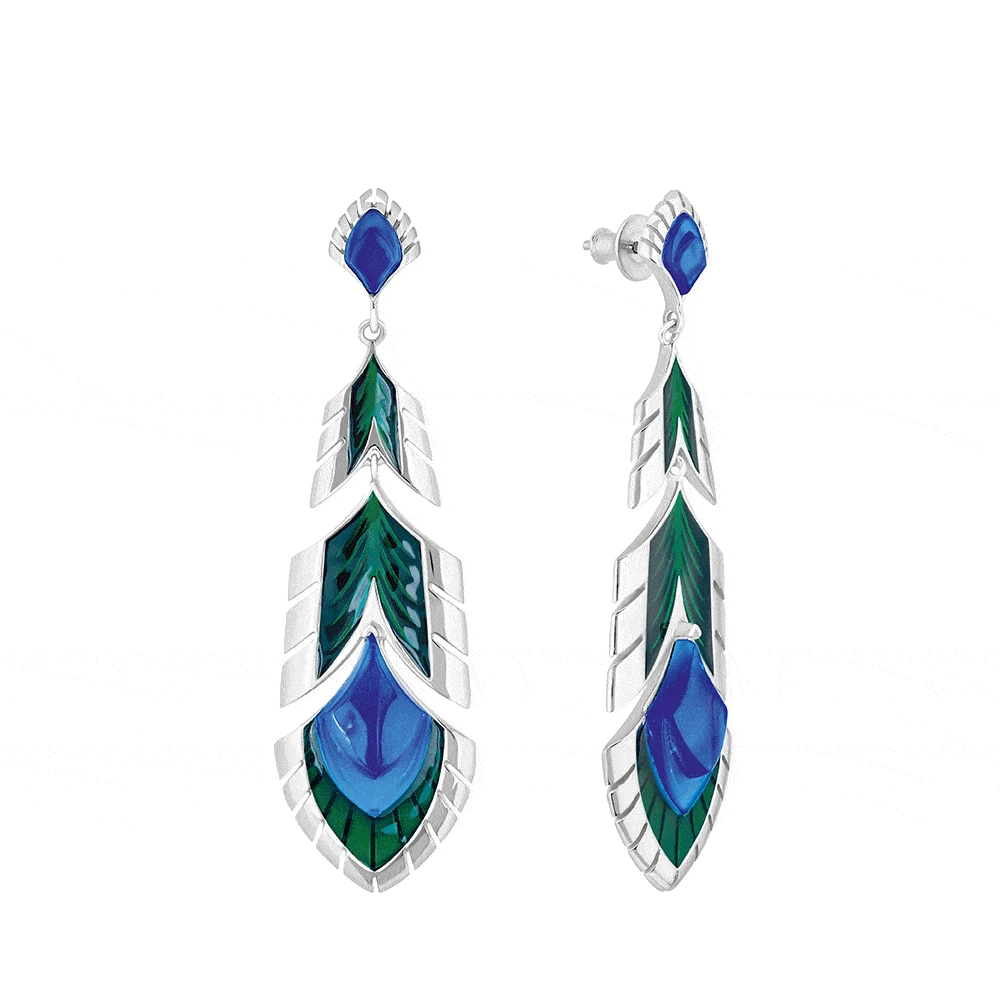 Boucles D’oreilles Paon Lalique 1 Boucles D’oreilles Paon Lalique