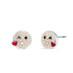 Vessière Cristaux - Boucles d'oreilles Smiley Swarovski « Je t'aime »
