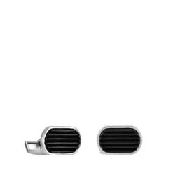 Lalique L’Homme Alpha Black Crystal and Palladium Cufflinks