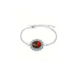 Bracelet Médaillon Royal Cristal Rouge Rubis et Cristaux