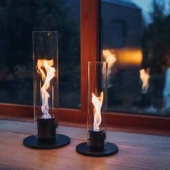 Photophore Feu De Table Spin 1200 Intérieur Et Extérieur -OBJETS DÉCORATIFS CRISTAL cheminee table noir