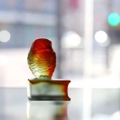 Chouette Ambre Grise Sur Livre Daum