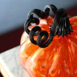 Citrouille Décorative en Cristal de Lorraine - Orange Artisanal -OBJETS DÉCORATIFS CRISTAL citrouille cristal lehrer moselle