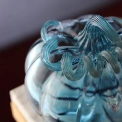 Cristal de Lorraine - Citrouille Décorative en Cristal Bleu Fait Main