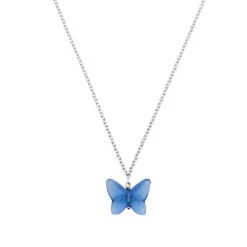 Lalique Papillon Butterfly Crystal Necklace - Silver or Vermeil -OBJETS DÉCORATIFS CRISTAL collier papillon bleu cristal lalique