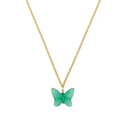 Lalique Papillon Butterfly Crystal Necklace - Silver or Vermeil -OBJETS DÉCORATIFS CRISTAL collier papillon vert cristal lalique
