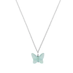Lalique Papillon Butterfly Crystal Necklace - Silver or Vermeil