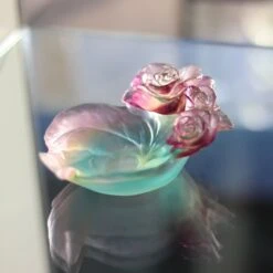 Coupelle Rose Passion Daum Rose Verte