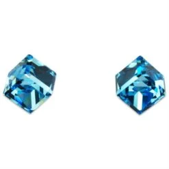 Boucles D’oreilles Cube Bleu Cristal