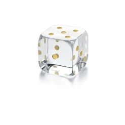 Baccarat Crystal Dice Paperweight Gilded with Fine Gold