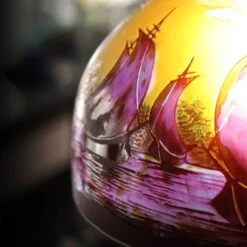 Lampe Pâte De Verre Tip Gallé Décor Marin