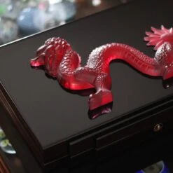 Lalique Maison Black Lacquer & Red Crystal Dragon Jewelry Box - Limited Edition 88 -OBJETS DÉCORATIFS CRISTAL dragon lalique