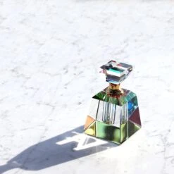 Elegant Geometric Crystal Perfume Bottle - Multi-Color Reflection Design