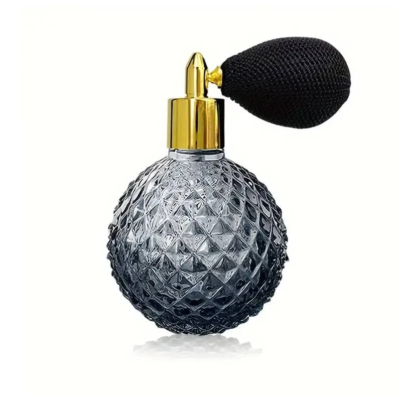 Flacon Vaporisateur en Verre Taillé Gris Bleu - Style Vintage Chic 1 Flacon Vaporisateur en Verre Taillé Gris Bleu - Style Vintage Chic