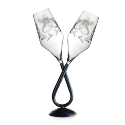 Lehrer Duo de Flûtes à Champagne de Mariage avec Support Colombes