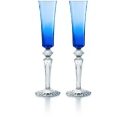 Baccarat Mille Nuits Flutissimo Light Blue Champagne Flutes - Set of 2