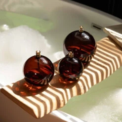 OBJETS DÉCORATIFS CRISTAL -OBJETS DÉCORATIFS CRISTAL lampe a huile ronde cognac peri design 1