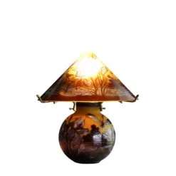 Lampe Pâte De Verre Conique Tip Gallé