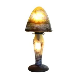 Lampe Pâte De Verre | Tip Gallé Décor Lacustre