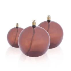 Set 3 Lampes à Huile Sphère Couleur Cognac