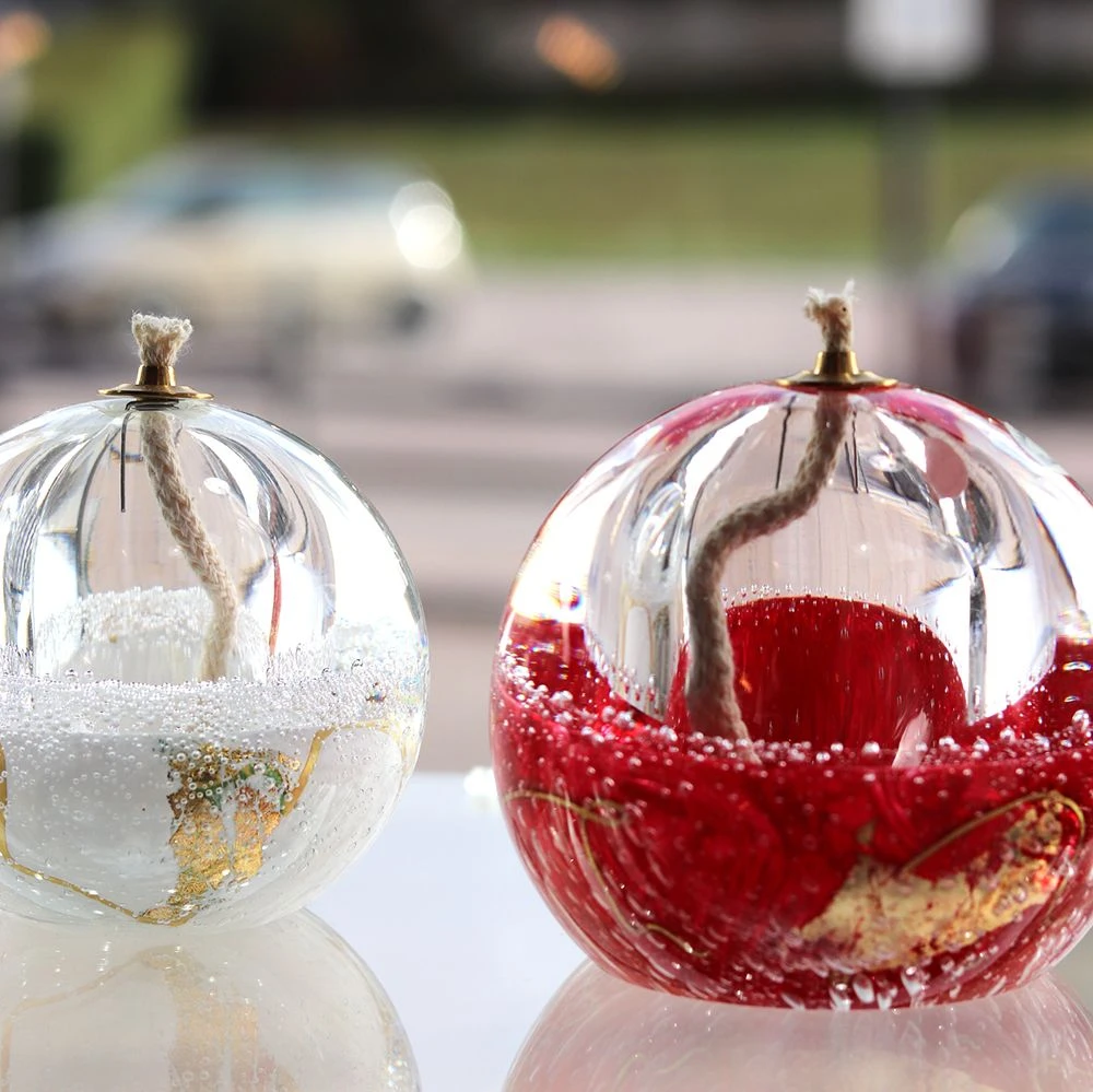 Set Lampe Huile Cristal Rouge Et Or + Paraffine X1 2 Set Lampe Huile Cristal Rouge Et Or + Paraffine X1 – Image 2