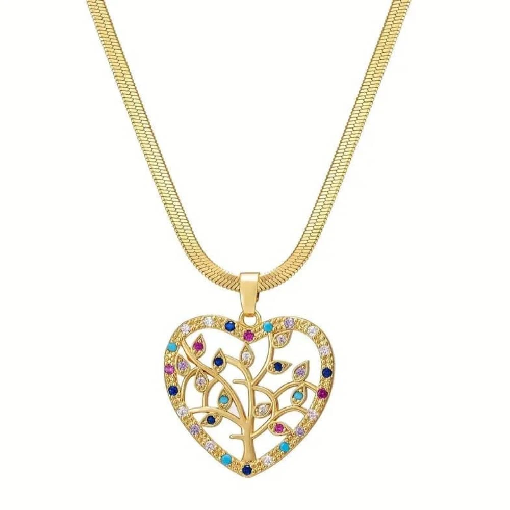 Pendentif Cœur Arbre de Vie - Bijou Raffiné en Plaqué Or 18K 1 Pendentif Cœur Arbre de Vie - Bijou Raffiné en Plaqué Or 18K