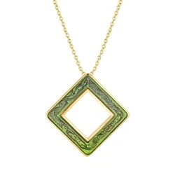Lalique Pendentif Losange Panthère en Cristal Vert et Or Jaune 18K